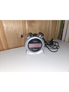 Timex Bell Sounds Digital Alarm Clock Silver Tested Working AC Powered